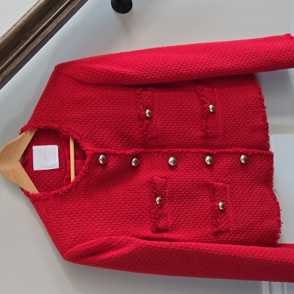 Mango Red Tweed Jacket - Picture 2 of 9